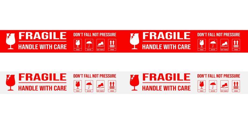 printable fragile for shipping packages label.