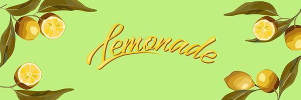 Lemon branches. For the lemonade label, summer design, fresh design. vector