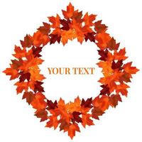 Round wreath of autumn maple branches. Vector wreath for cozy autumn designs, cafes, menus, banner ad