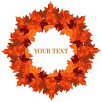 Round wreath of autumn maple branches. Vector wreath for cozy autumn designs, cafes, menus, banner ad