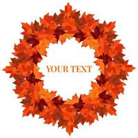 Round wreath of autumn maple branches. Vector wreath for cozy autumn designs, cafes, menus, banner ad