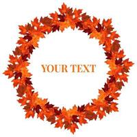 Round wreath of autumn maple branches. Vector wreath for cozy autumn designs, cafes, menus, banner ad