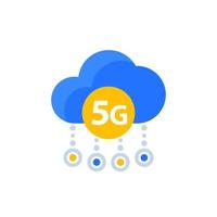 5G network icon with a cloud, vector