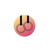 Gymnastics rings, round vector icon