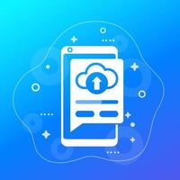 Uploading to cloud icon with a smart phone vector