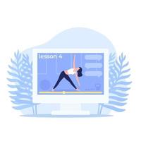 online yoga class, vector illustration