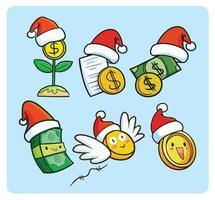 Cute and funny money wearing Santa's hat for Christmas vector