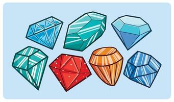 conjunto de dibujos animados de diamantes y rubíes vector