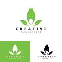 plant and logo design, simple minimalist natural concept, green decoration vector