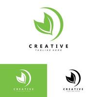 plant and logo design, simple minimalist natural concept, green decoration vector