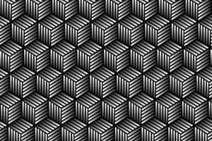 Black and white background. Isometric, 3D rendering cubes pattern. Modern futuristic monochrome pattern. vector