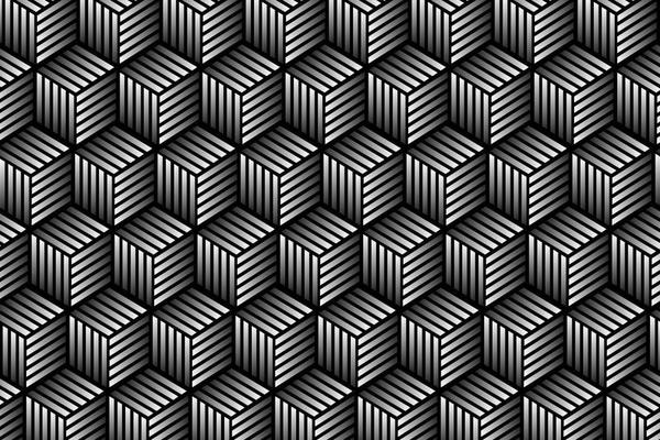 Black and white background. Isometric, 3D rendering cubes pattern. Modern futuristic monochrome pattern.