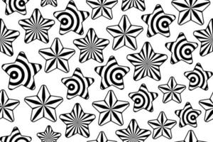 estrellas abstractas de patrones sin fisuras. patrón transparente blanco y negro con estilizadas estrellas ornamentadas monocromas. vector