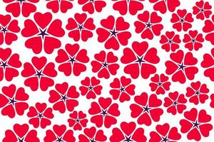 corazón rojo flores de patrones sin fisuras. Pequeñas flores rojas sobre fondo blanco de patrones sin fisuras vector