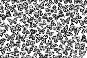 Vector seamless pattern. Black and white butterflies repeating pattern, ornate butterfly pattern.