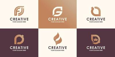 set of creative letter combine with nature logo vector