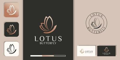 abstract line art lotus butterfly logo design
