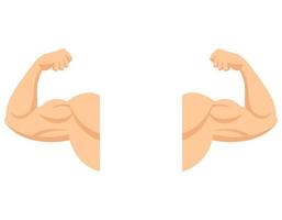 Strong arms with contracted biceps. Muscle in cartoon style. vector