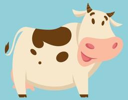 Standing cute cow. Farm animal in cartoon style. vector