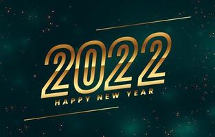 happy new year 2022 bokeh green background with sparkling gold vector