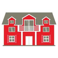 red European rustic simple house. Nice two-storey house in Norway. typical wooden house. Architecture element of Norway. Example of Scandinavian rural architecture. vector