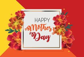 Happy Mother Day Cute Background with Flowers. Vector Illustration