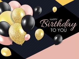 Glossy Happy Birthday Balloons Background Vector Illustration