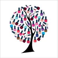 árbol con ilustración de vector de esmalte de uñas realista