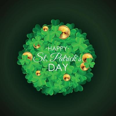 Happy Saint Patricks Day, 17 March Background with Clover Leaves. Vector Illustration