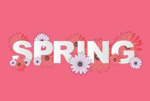 Hello Spring Banner Greetings Design  Background with Colorful Flower Elements. Vector illustration