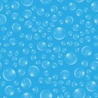 Vector illustration. Seamless pattern. Transparent drops of different sizes in random order on a light blue background.