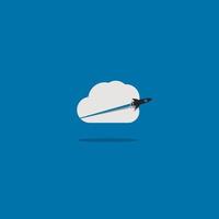 gráfico de vector de ilustración de cohete de nube. perfecto para usar en empresas de tecnología