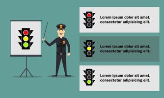 gráfico vectorial de la policía que presenta sobre el semáforo vector