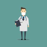 A cartoon of a male doctor holding a report vector