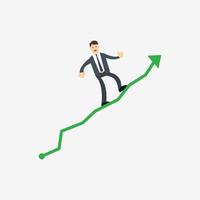 A Businessman standing on a Rising Graph vector