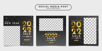 2022 feliz año nuevo colección de plantillas de diseño de publicaciones en redes sociales para pancartas, carteles, publicidad, etc. vector