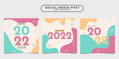 2022 feliz año nuevo colección de plantillas de diseño de publicaciones en redes sociales para pancartas, carteles, publicidad, etc. vector