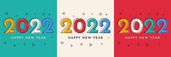 2022 happy new year social media post design template collection for banner, poster, advertising, etc. vector