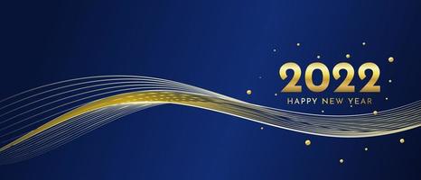 Luxurious 2022 new year background with golden waves and sparkling particles. It is suitable for banner, poster, advertising, etc. vector