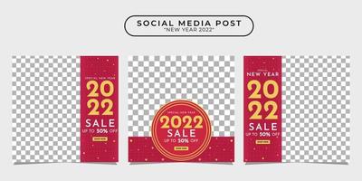 2022 happy new year social media post design template collection for banner, poster, advertising, etc. vector