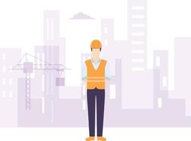 Engineer standing on construction site. vector