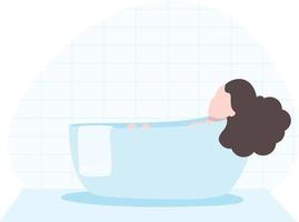 A girl taking a bath in a beauty salon. vector