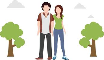 A couple is going outdoor for picnic. vector