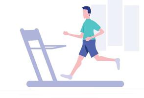 un niño corriendo en cinta para hacer ejercicio. vector