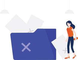 A girl stand with error folders. vector