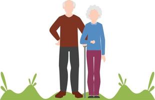 old grandparents ging for walk in the park vector