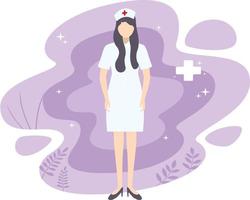 There is a nurse standing with wearing a cap. vector