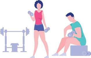 A girl or a boy doing exercise with dumbbells. vector
