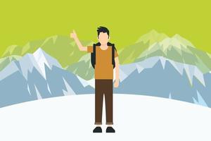 Man going for camping to see the beauty of nature. vector
