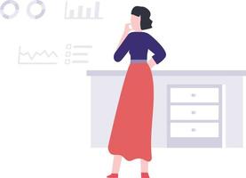 A female standing and analyse the data. vector